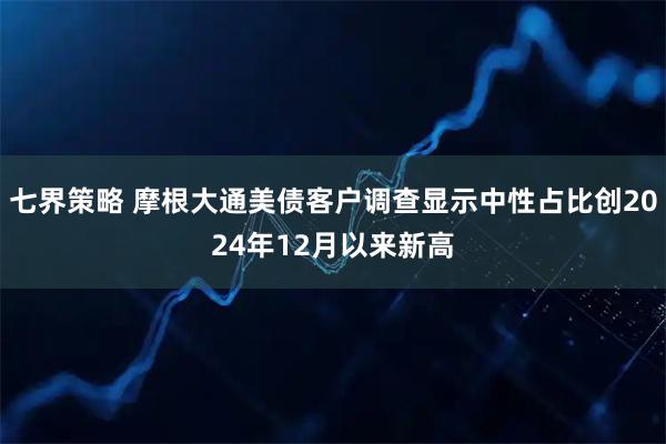 七界策略 摩根大通美债客户调查显示中性占比创2024年12月以来新高